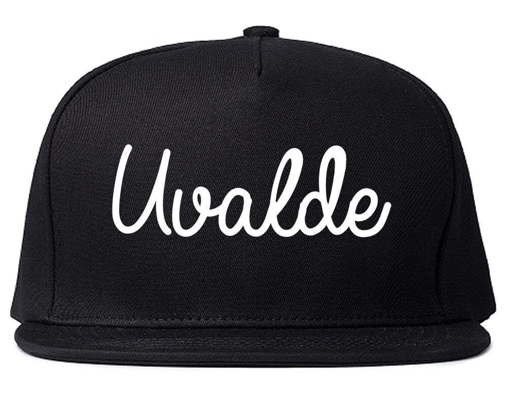 Uvalde Texas TX Script Mens Snapback Hat Black