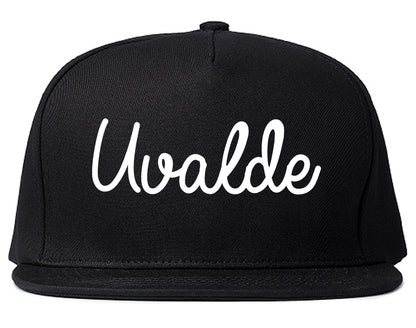 Uvalde Texas TX Script Mens Snapback Hat Black