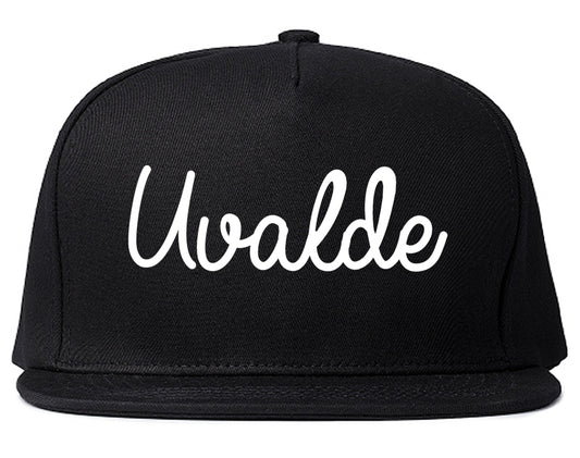 Uvalde Texas TX Script Mens Snapback Hat Black