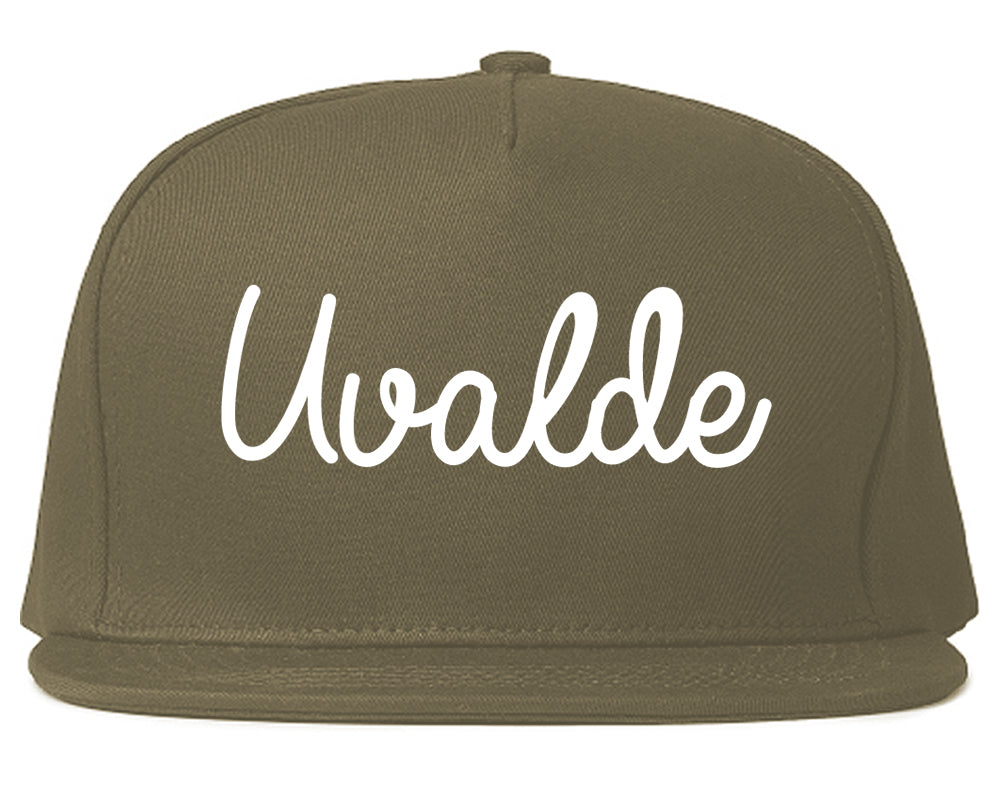 Uvalde Texas TX Script Mens Snapback Hat Grey