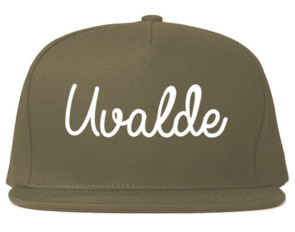 Uvalde Texas TX Script Mens Snapback Hat Grey