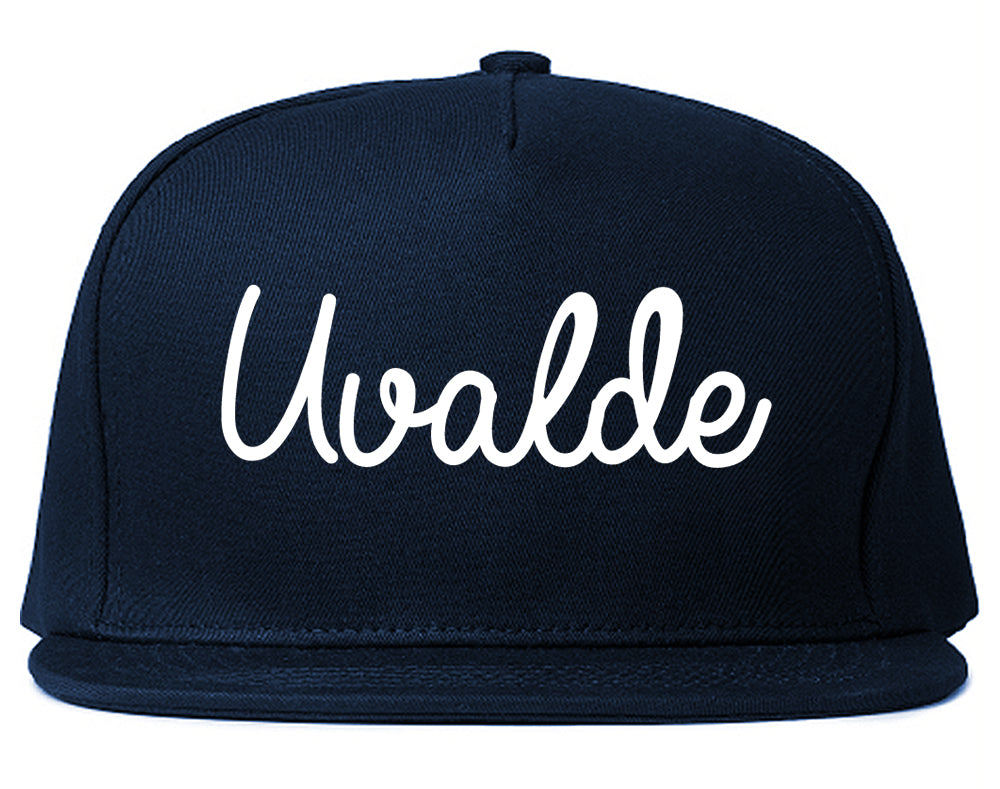 Uvalde Texas TX Script Mens Snapback Hat Navy Blue