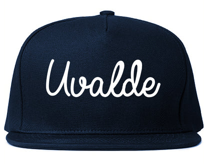 Uvalde Texas TX Script Mens Snapback Hat Navy Blue