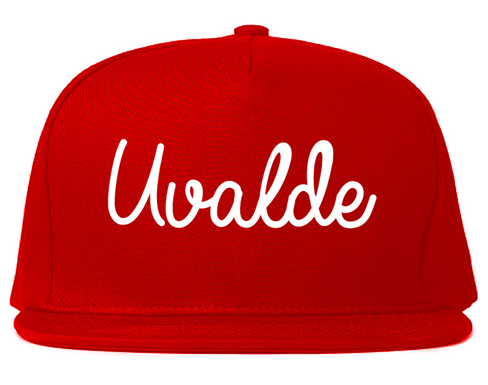 Uvalde Texas TX Script Mens Snapback Hat Red