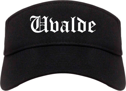 Uvalde Texas TX Old English Mens Visor Cap Hat Black