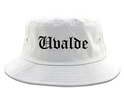 Uvalde Texas TX Old English Mens Bucket Hat White