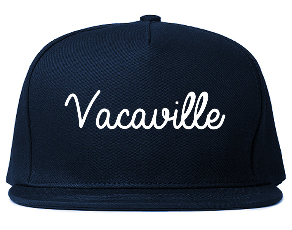 Vacaville California CA Script Mens Snapback Hat Navy Blue