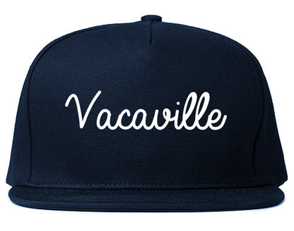 Vacaville California CA Script Mens Snapback Hat Navy Blue