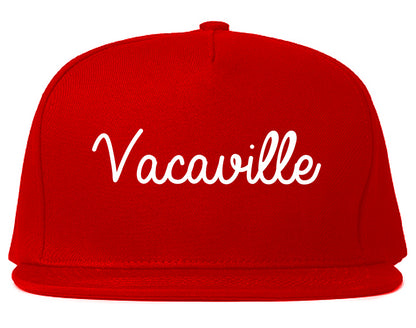 Vacaville California CA Script Mens Snapback Hat Red