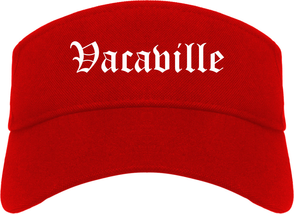 Vacaville California CA Old English Mens Visor Cap Hat Red