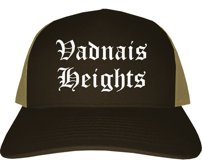 Vadnais Heights Minnesota MN Old English Mens Trucker Hat Cap Brown