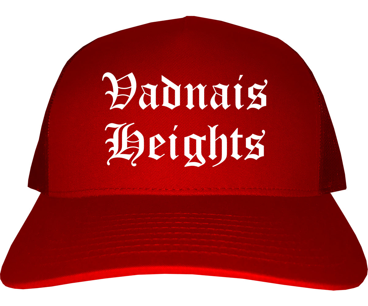 Vadnais Heights Minnesota MN Old English Mens Trucker Hat Cap Red
