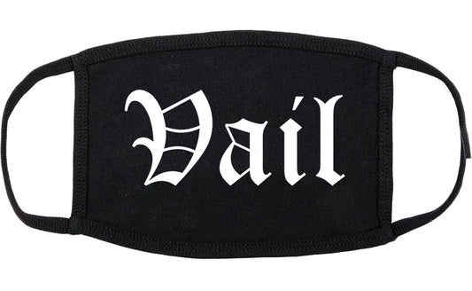 Vail Colorado CO Old English Cotton Face Mask Black
