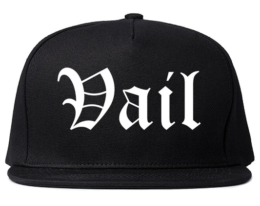 Vail Colorado CO Old English Mens Snapback Hat Black