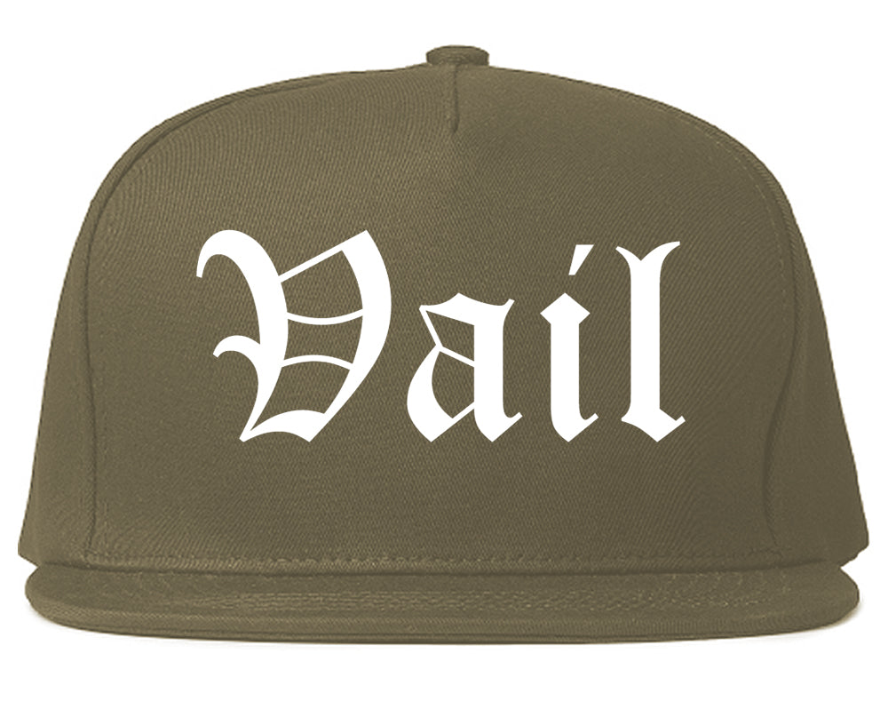 Vail Colorado CO Old English Mens Snapback Hat Grey