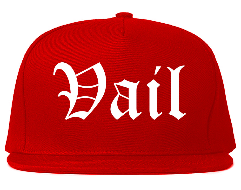 Vail Colorado CO Old English Mens Snapback Hat Red