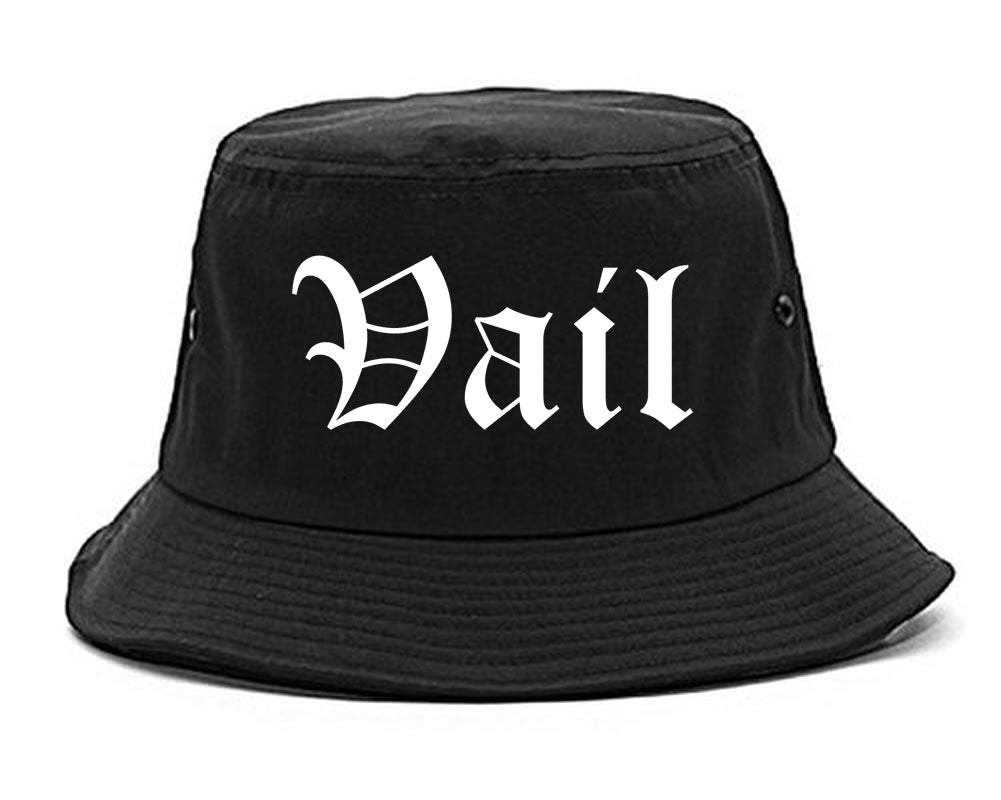 Vail Colorado CO Old English Mens Bucket Hat Black