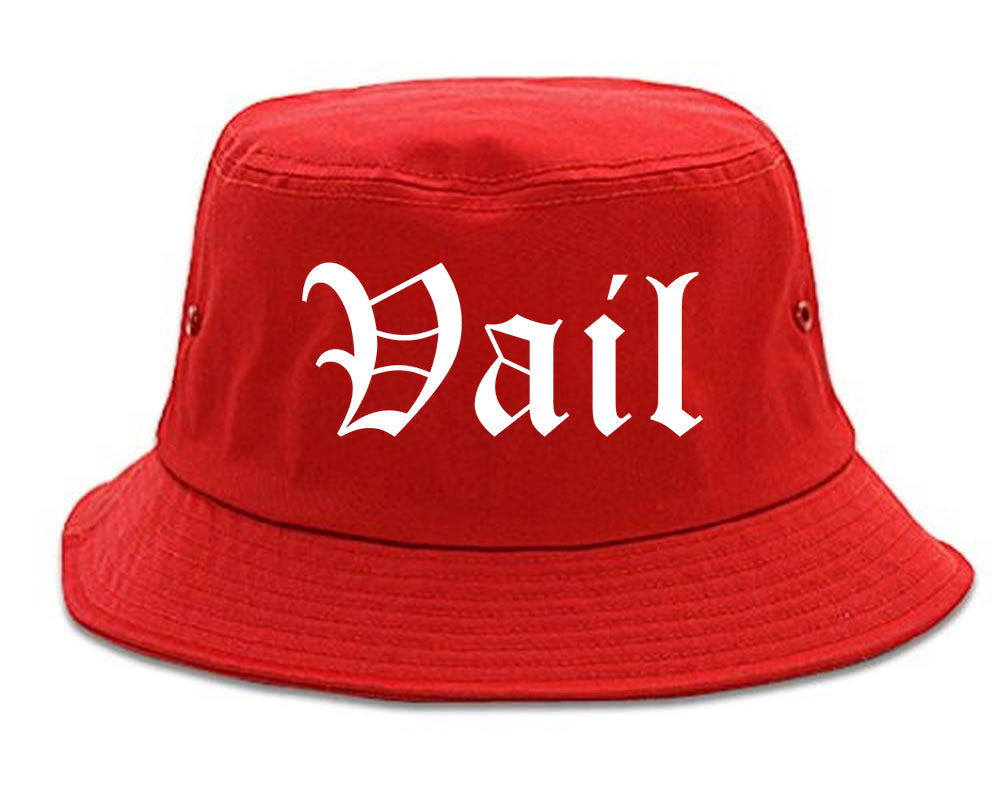 Vail Colorado CO Old English Mens Bucket Hat Red