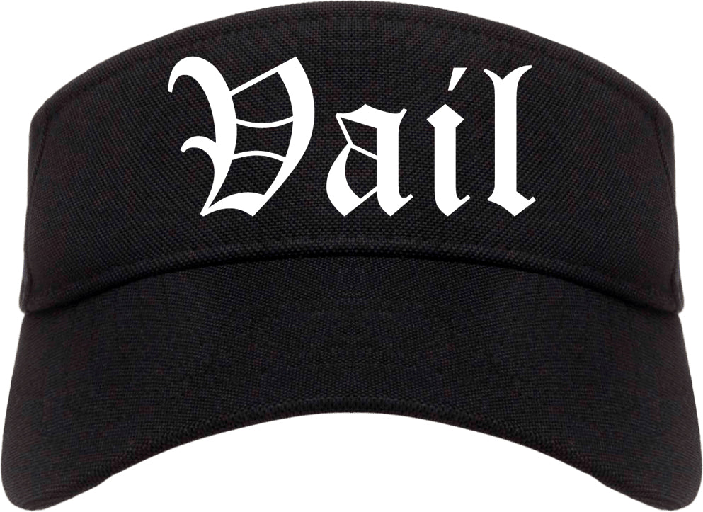 Vail Colorado CO Old English Mens Visor Cap Hat Black