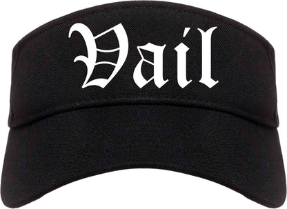 Vail Colorado CO Old English Mens Visor Cap Hat Black