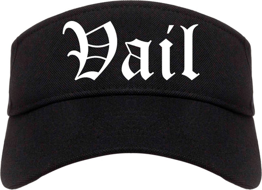 Vail Colorado CO Old English Mens Visor Cap Hat Black
