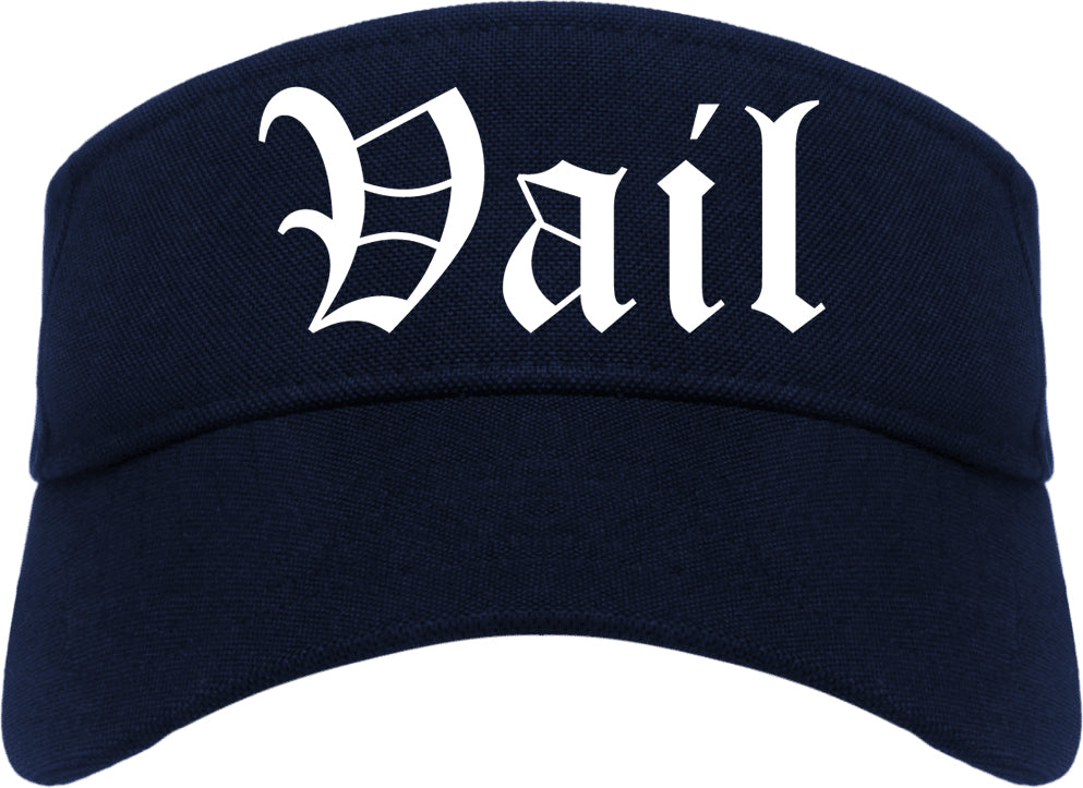 Vail Colorado CO Old English Mens Visor Cap Hat Navy Blue