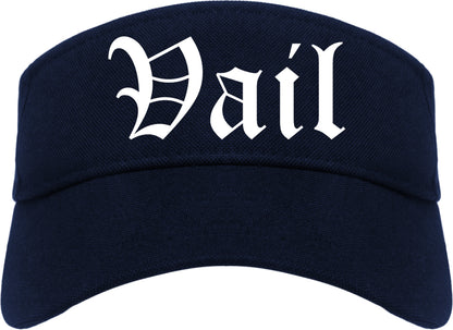 Vail Colorado CO Old English Mens Visor Cap Hat Navy Blue