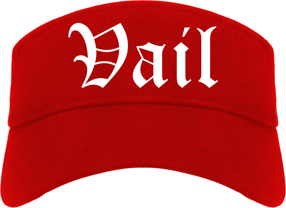 Vail Colorado CO Old English Mens Visor Cap Hat Red