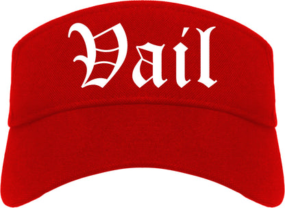 Vail Colorado CO Old English Mens Visor Cap Hat Red