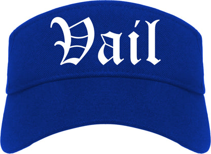 Vail Colorado CO Old English Mens Visor Cap Hat Royal Blue
