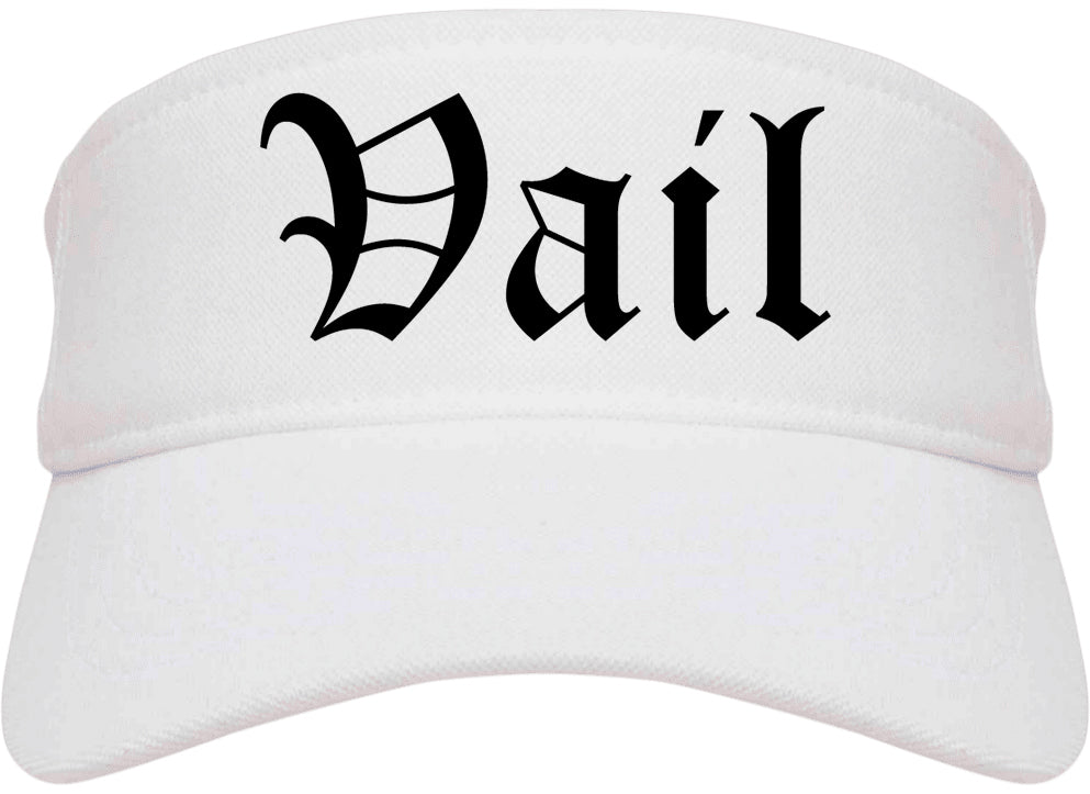 Vail Colorado CO Old English Mens Visor Cap Hat White