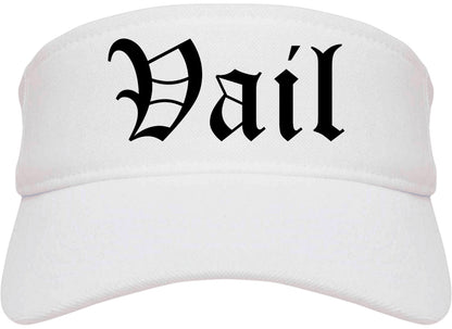 Vail Colorado CO Old English Mens Visor Cap Hat White
