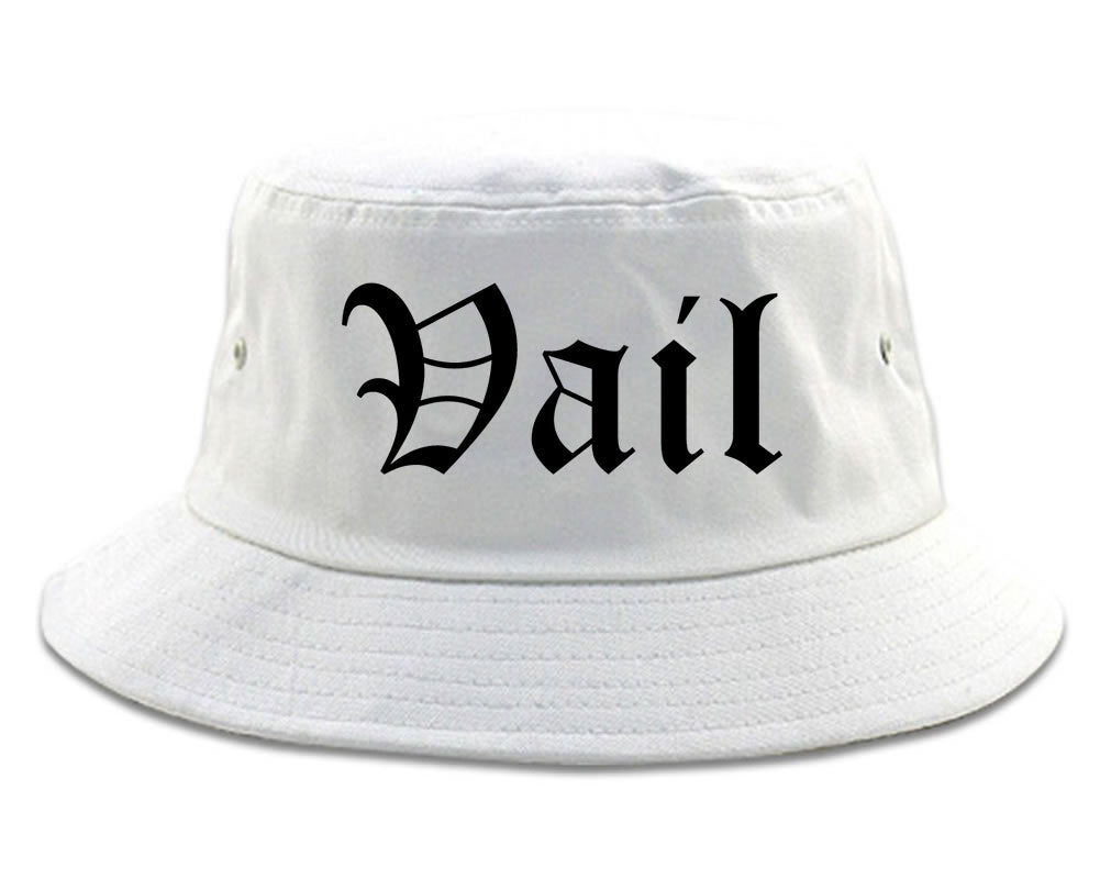 Vail Colorado CO Old English Mens Bucket Hat White