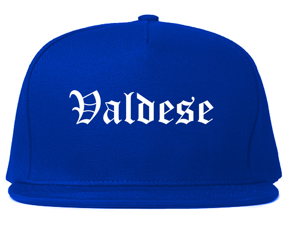 Valdese North Carolina NC Old English Mens Snapback Hat Royal Blue