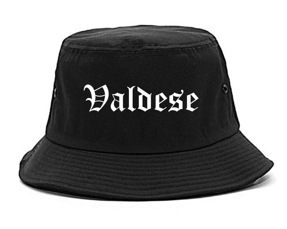 Valdese North Carolina NC Old English Mens Bucket Hat Black