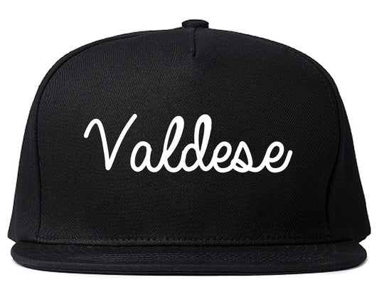 Valdese North Carolina NC Script Mens Snapback Hat Black
