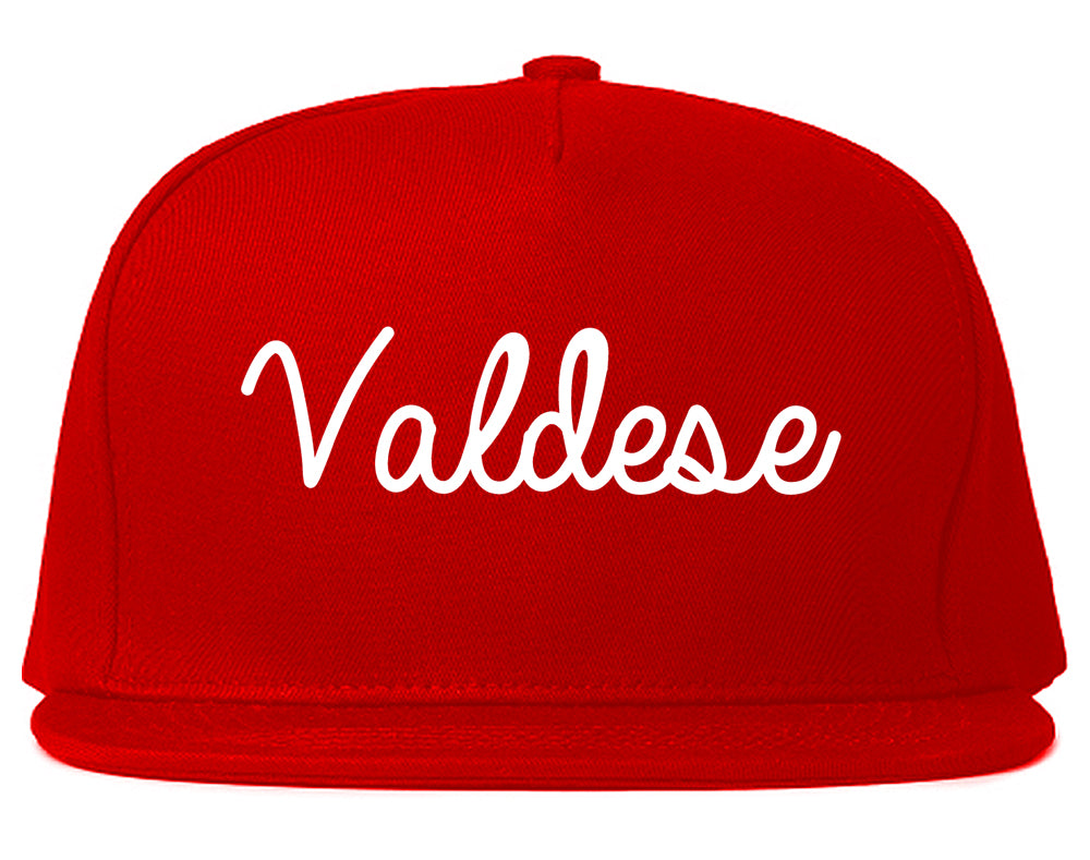 Valdese North Carolina NC Script Mens Snapback Hat Red