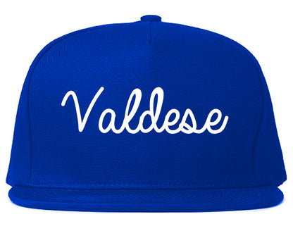 Valdese North Carolina NC Script Mens Snapback Hat Royal Blue