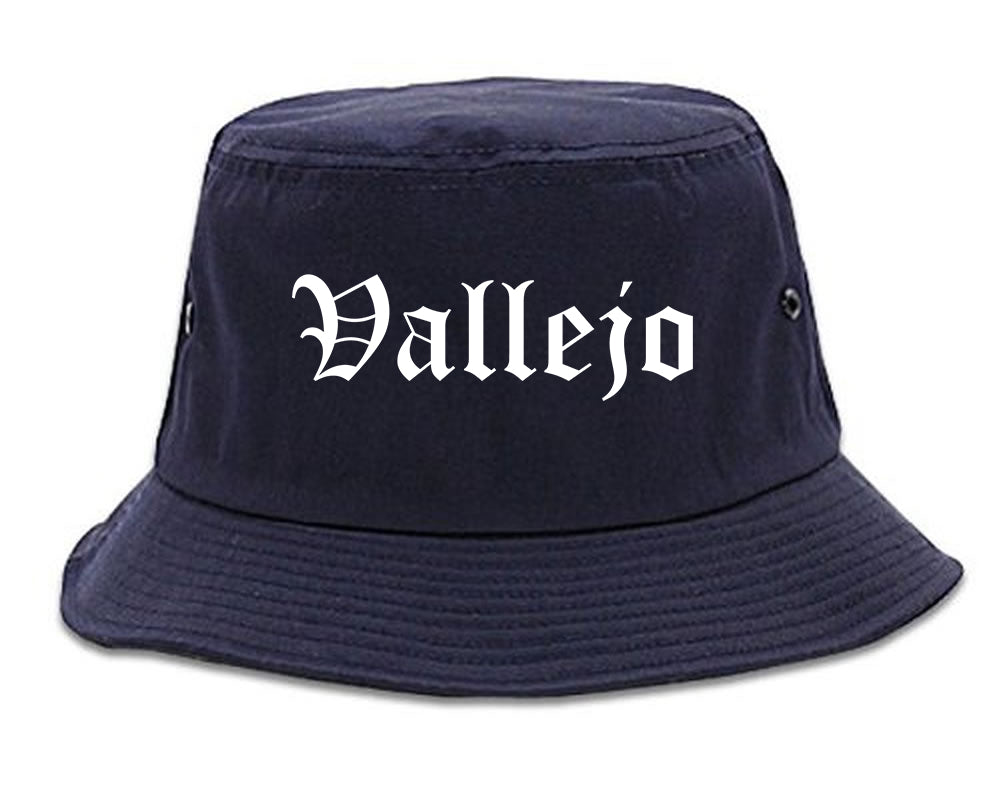 Vallejo California CA Old English Mens Bucket Hat Navy Blue