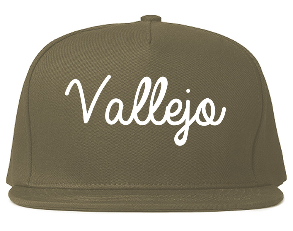 Vallejo California CA Script Mens Snapback Hat Grey