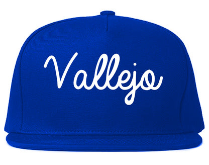 Vallejo California CA Script Mens Snapback Hat Royal Blue