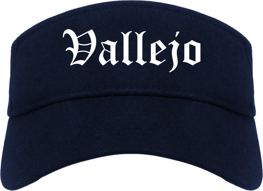 Vallejo California CA Old English Mens Visor Cap Hat Navy Blue