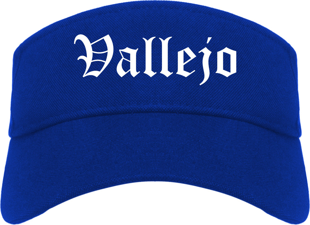 Vallejo California CA Old English Mens Visor Cap Hat Royal Blue