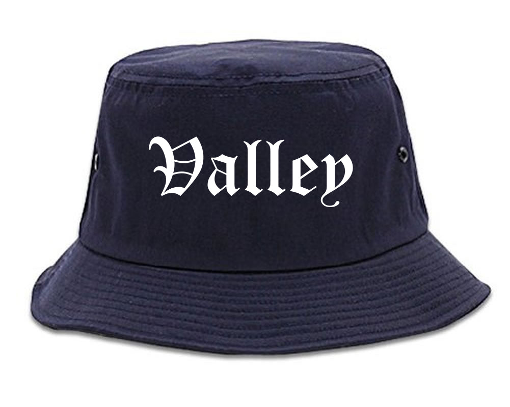 Valley Alabama AL Old English Mens Bucket Hat Navy Blue