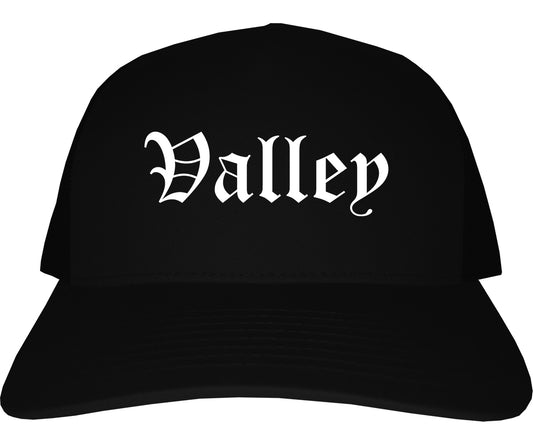Valley Alabama AL Old English Mens Trucker Hat Cap Black