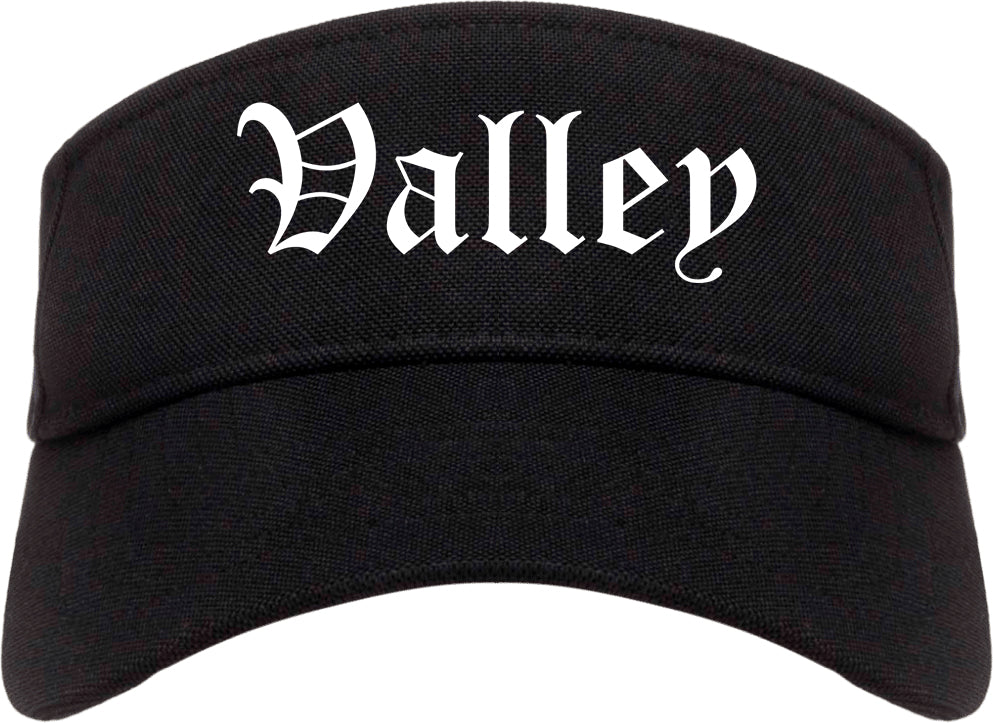Valley Alabama AL Old English Mens Visor Cap Hat Black