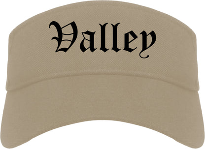 Valley Alabama AL Old English Mens Visor Cap Hat Khaki