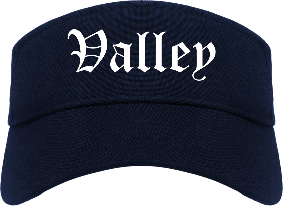 Valley Alabama AL Old English Mens Visor Cap Hat Navy Blue