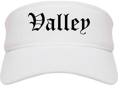 Valley Alabama AL Old English Mens Visor Cap Hat White