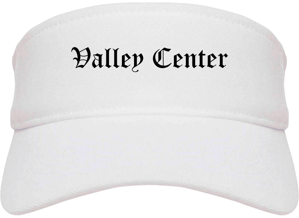 Valley Center Kansas KS Old English Mens Visor Cap Hat White